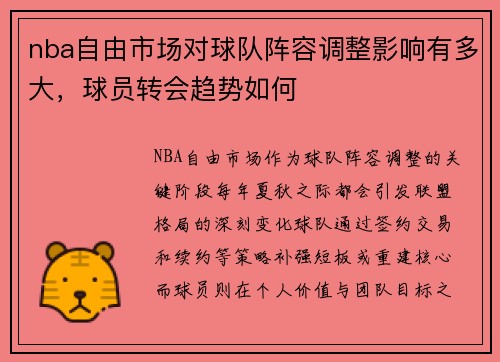 nba自由市场对球队阵容调整影响有多大，球员转会趋势如何